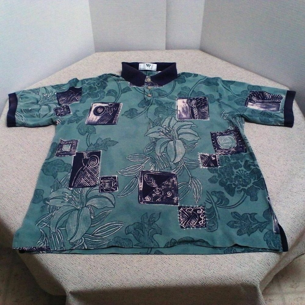 Thomas Wilson Men's Shirt Collar Polo Pullover S/S Cotton 3" Slits Size XL B&T - Picture 2 of 16